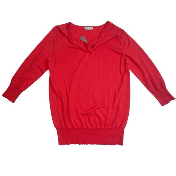 Joseph A Blouse Womens Large Coral Pink Preppy Colorful Top Scoop Neck Sweater - Picture 1 of 8